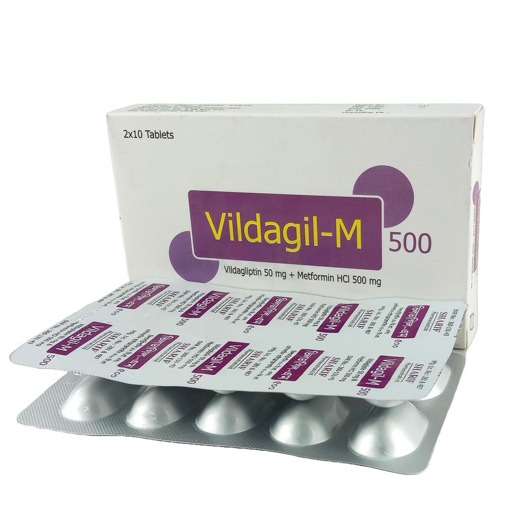 Vildagil M 500 500 mg + 50 mg Tablet